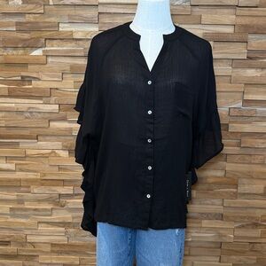 Doe & Rae |  Black  | Gauze |  Ruffle Sleeve Blouse | Various Sizes